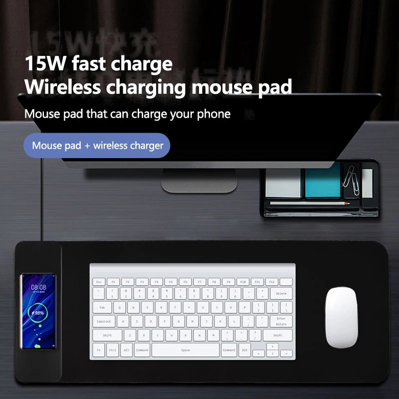 15W wireless charging mouse pad extra large fast charging computer gaming keyboard pad wireless charging rubber mouse pad