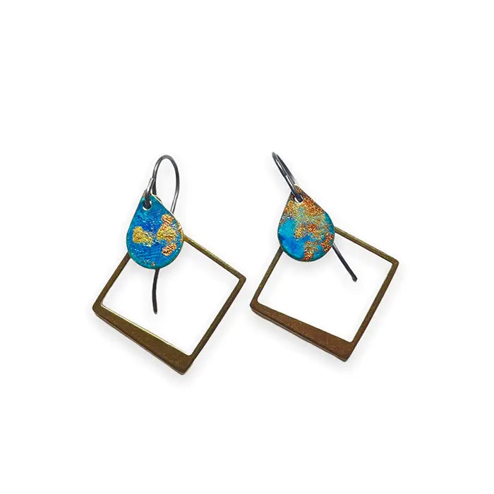 Diamond + Teardrop Brass Carina Earrings