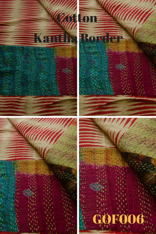 Cotton and Kantha Border Gopi Skirt by IndiOdyssey