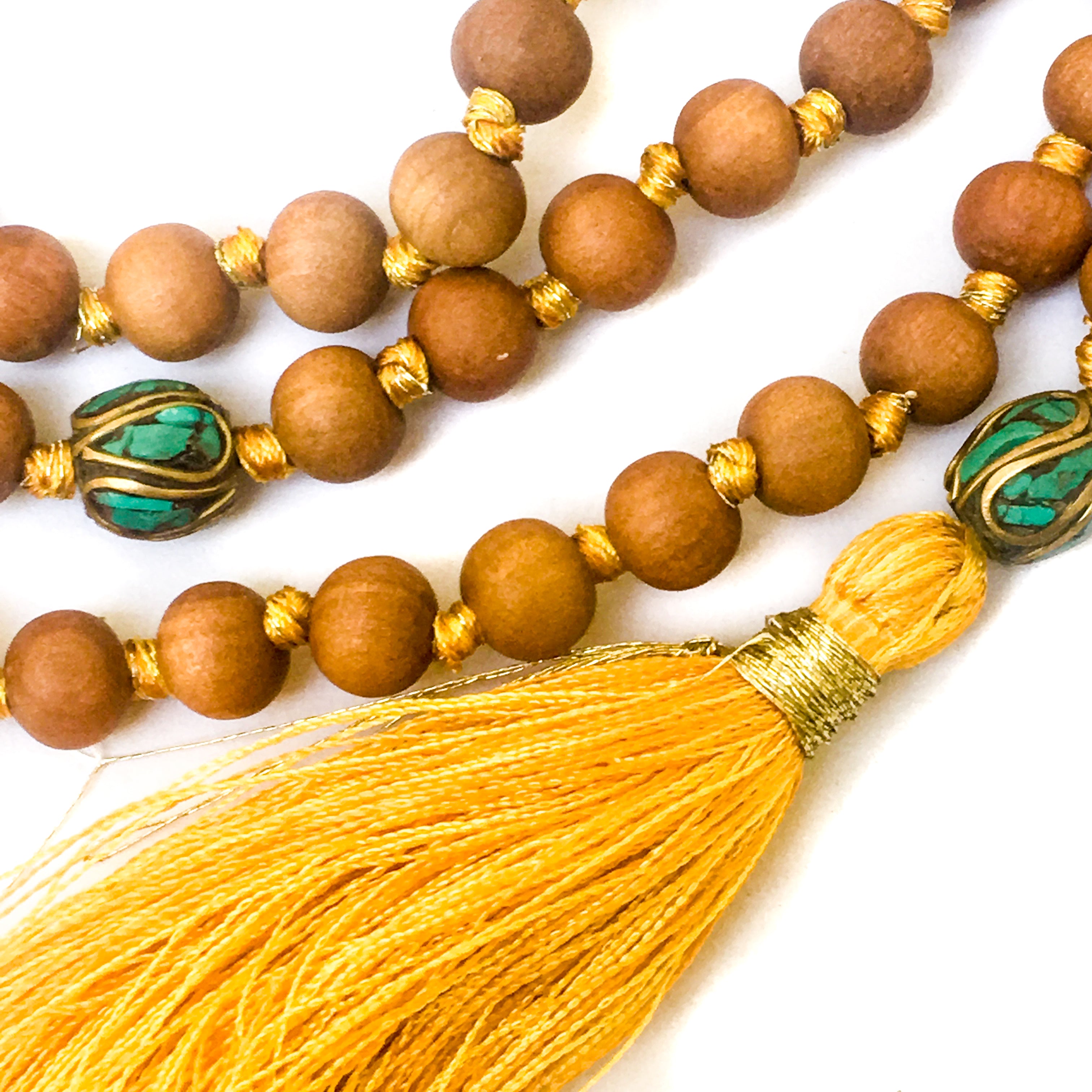 Sandalwood and Nepal Tribal Marker Beads 108 Mala