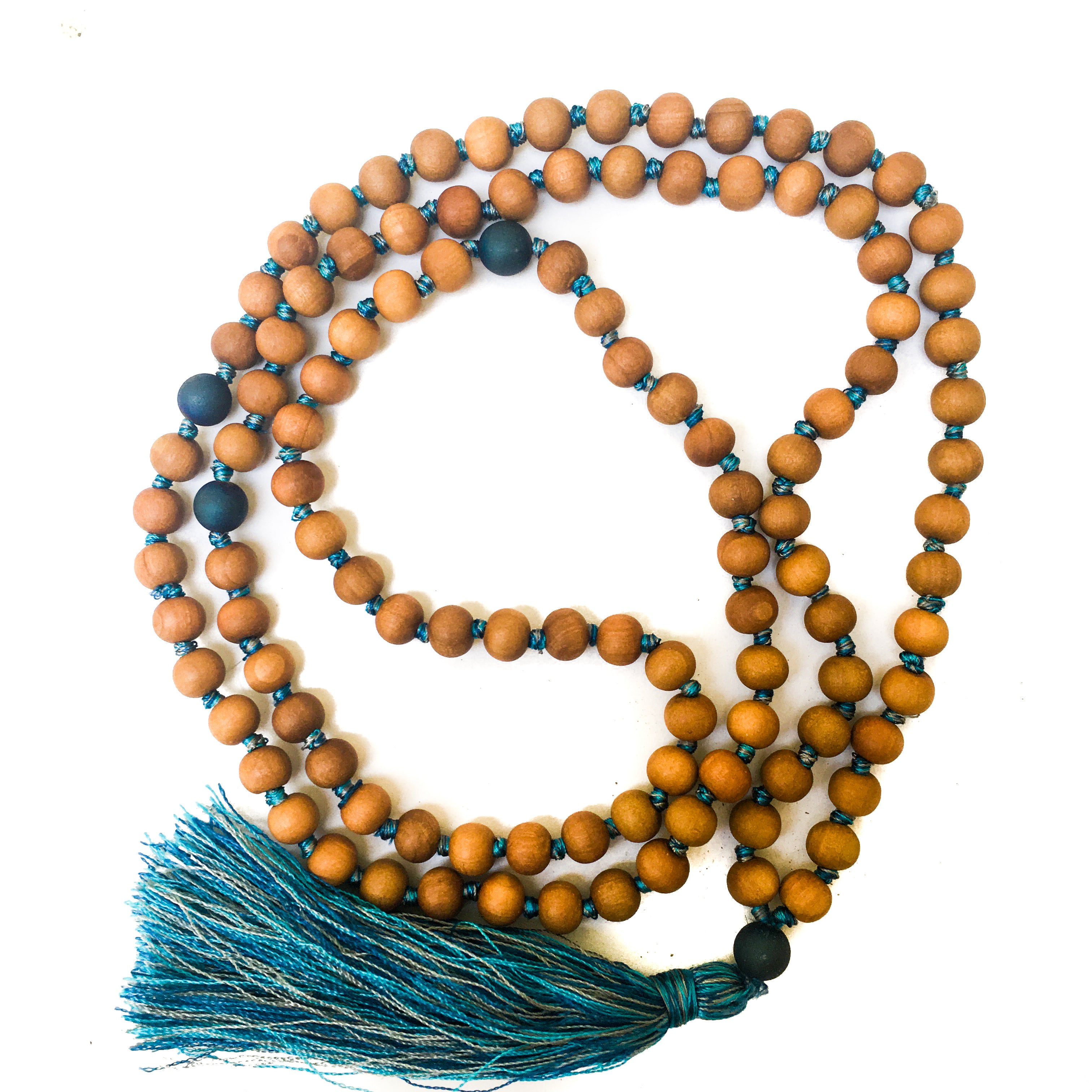 Sandalwood and Druze Marker Beads 108 Mala