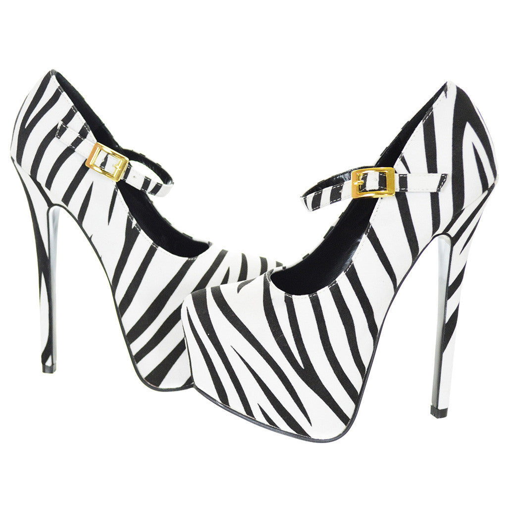 zebra platform heels