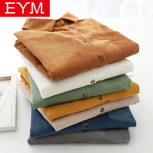EYM Brand Solid Color Women's Corduroy Shirt 2022 Spring New Women Long Sleeve Blouse Casual Large Size Loose Blouses Lady Tops -  NestfulNook