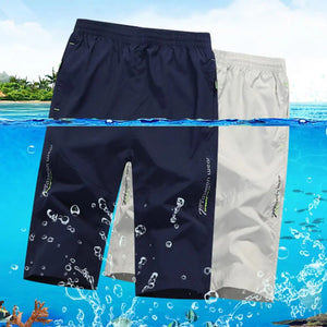 Men Summer Shorts Solid Color Zipper Pocket Slim Quick Dry Capri Pants Fitness Shorts Male Clothing Streetwear -  NestfulNook