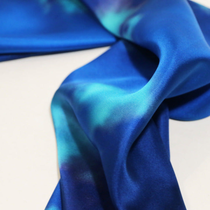 < Limited Edition >  Luxury Big Blue Silk scarf "Labyrinth11" 140x140cm FREE SHIPPING