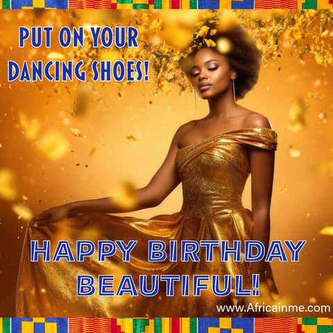 Happy Birthday Black woman dancing shoes