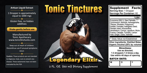 Tonic Tinctures 
Legendary Tonic Elixir Liquid Extract Supplement Label