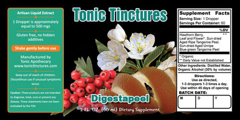 Tonic Tinctures Digestapeel Liquid Extract Supplement Label