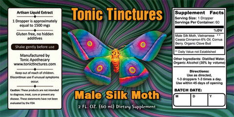 Tonic Tinctures Male Silk Moth Supplement Label