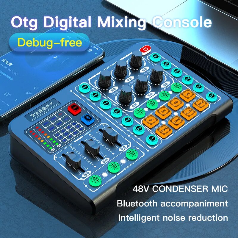 LEEDOAR M6: Versatile Sound Card Mixer with Voice Changing and Broadcast Capabilities (Microphone Optional)