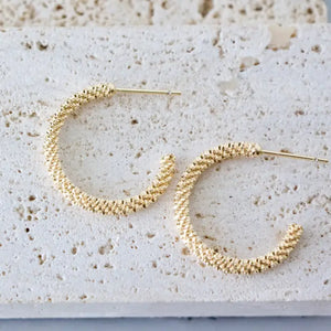 Woven Gold Hoop Earrings - The Tulip Magnolia