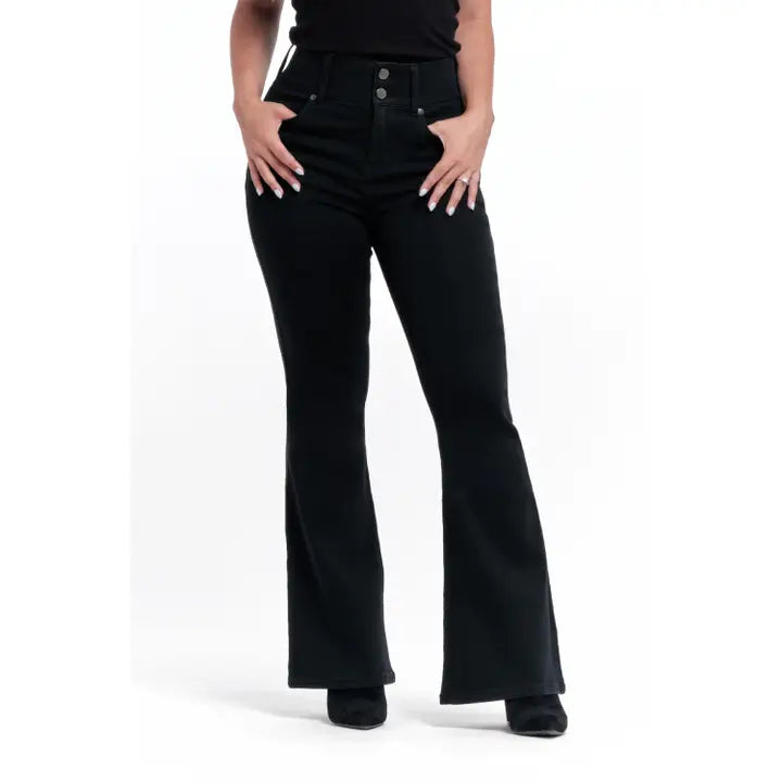 Petite Fit and Lift Flare Jean in Black