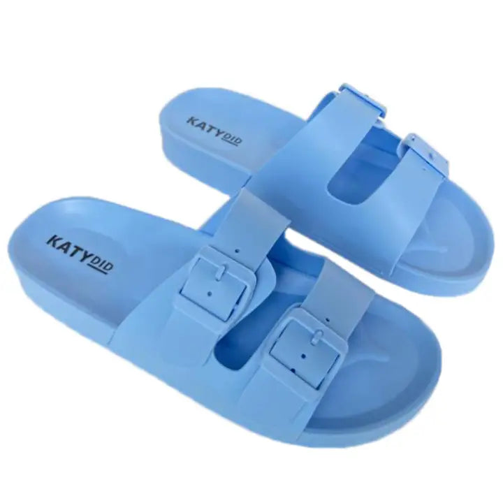 Rubber Beach Sandals in Light Blue