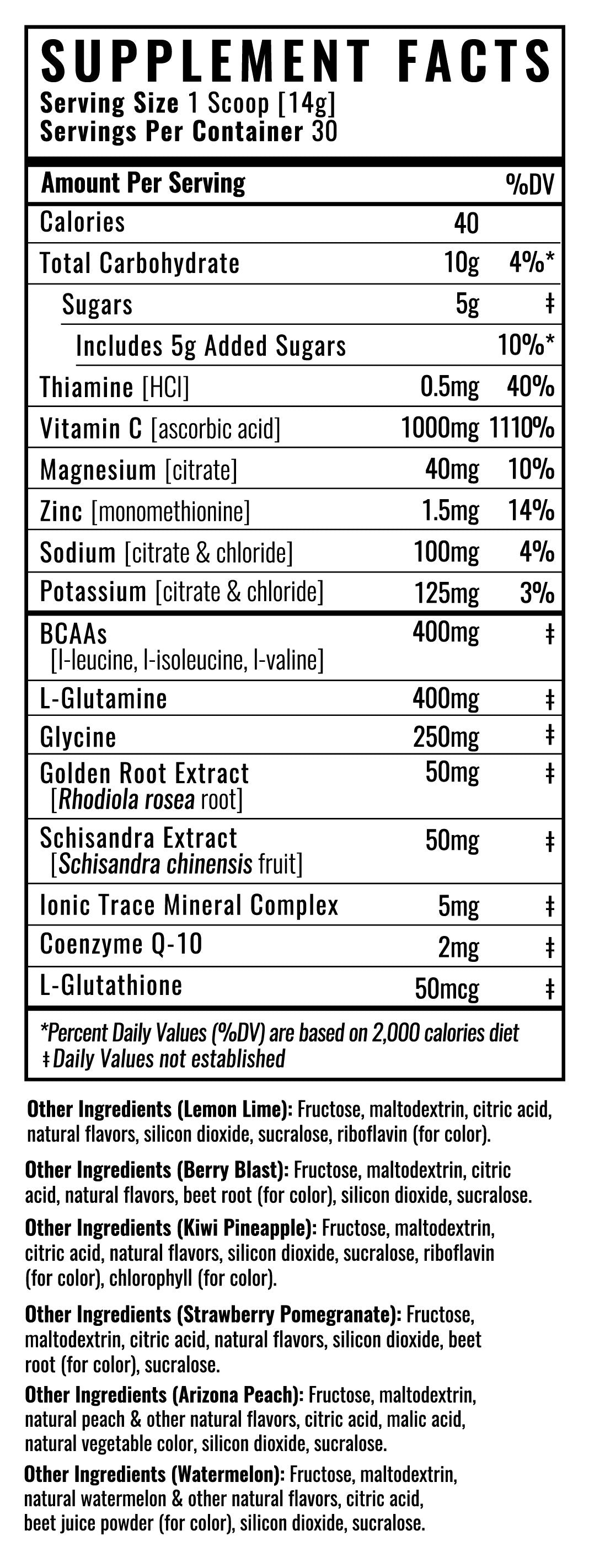 Hydrate and Recover Tub Supplement Facts