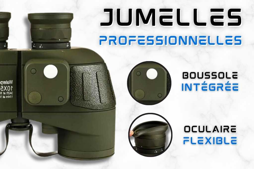 Jumelles Militaire avec Boussole en détail.