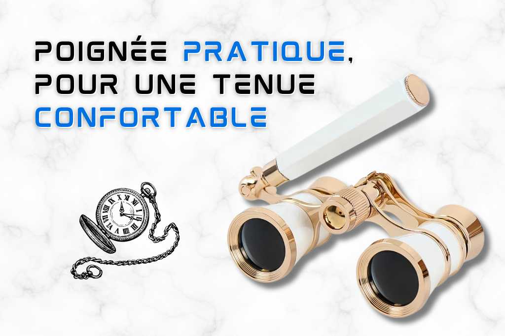 Jumelles de Théâtre blanches avec Poignée à l'ancienne.