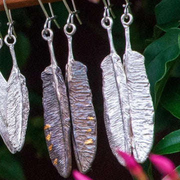 Kea Feather Earrings - Gilded Kea Jewellery 