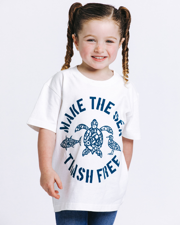 Make The Sea Trash Free Kids Tee - White