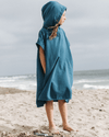 Terra Hooded Poncho Youth - Teal Blue