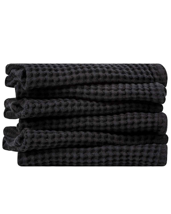 Micro Waffle Bath Washcloth Bundle - 6 Pack - Black