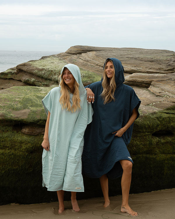 Terra Hooded Poncho - Teal Blue