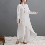 cambioprcaribe 2 piece zen outfit White / M Evania Asymmetrical Shirt With Palazzo Pants | Zen