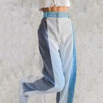 Buddha Trends Baggy Pantalon taille haute en velours côtelé