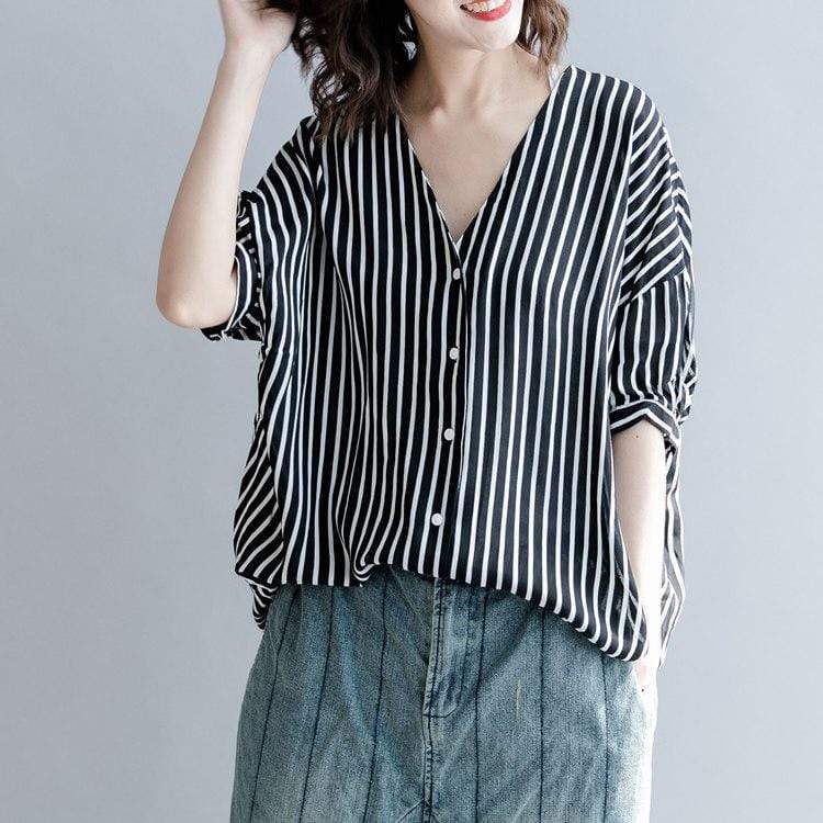 Black and White Striped Blouse – Buddhatrends