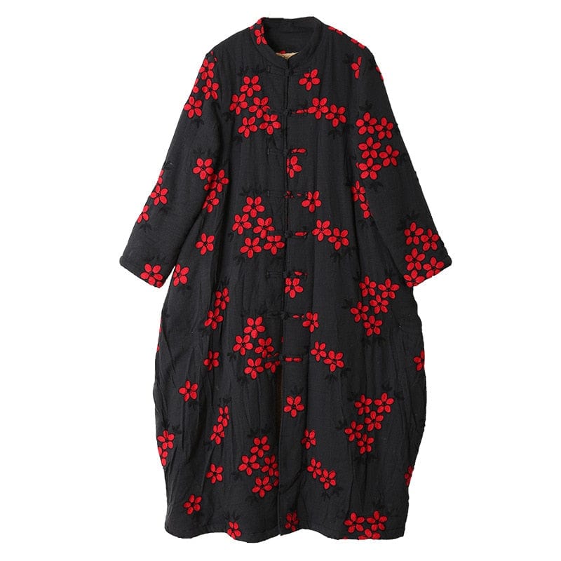 cambioprcaribe black / One Size Floral Embroidered Trench Coat