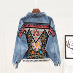 cambioprcaribe Boho Handmade Embroidered Denim Jacket