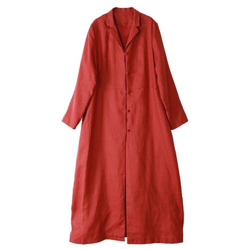 cambioprcaribe Brick red / S Vintage Chinese Linen Trench Coat