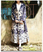 Chinese Dragon Cotton Linen Long Cardigan