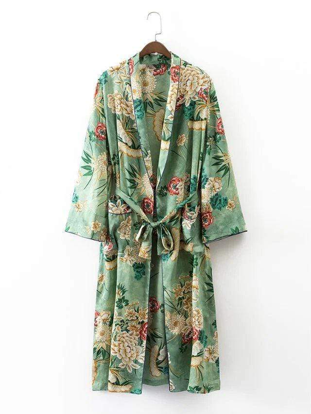 Green Floral Kimono Outfit