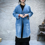 cambioprcaribe Cardigans One Size / Blue Embroidered Denim Cardigan