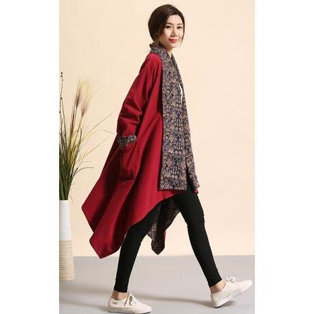 Red Reversible Cotton Linen Cardigan