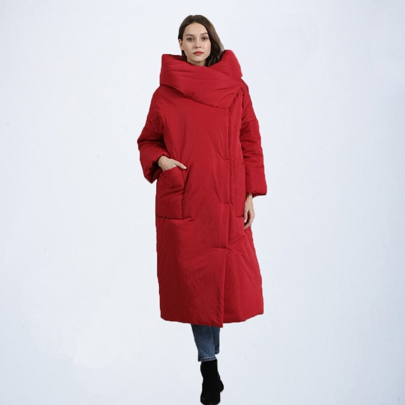 cambioprcaribe Coats Red / M Mia Long Hooded Puffer Coat
