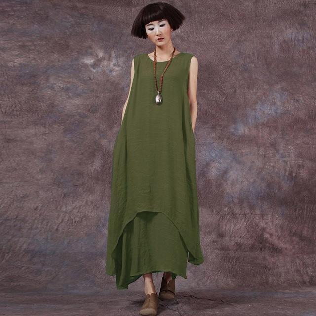 cambioprcaribe Dress Army Green / XXXL Gypsy Soul Double Layered Sundress  | Zen
