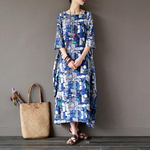 cambioprcaribe Dress Art Inspired Cotton and Linen Maxi Dress