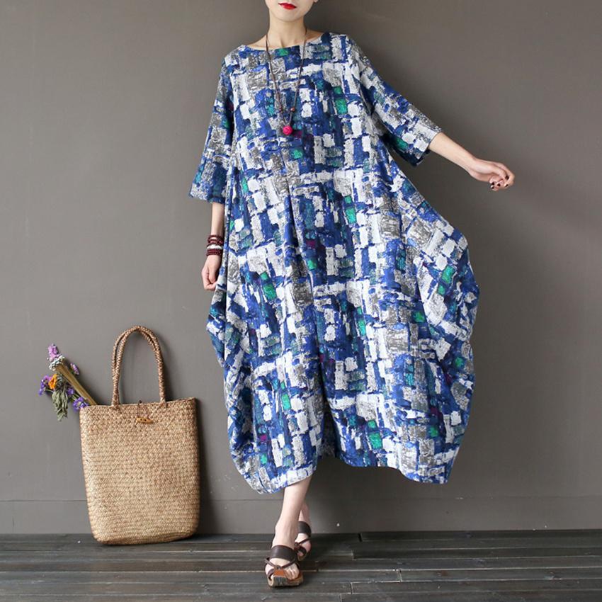 cambioprcaribe Dress Art Inspired Cotton and Linen Maxi Dress