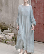 cambioprcaribe Dress Blue / One Size Loose Plus Size Silk Dress | Lotus