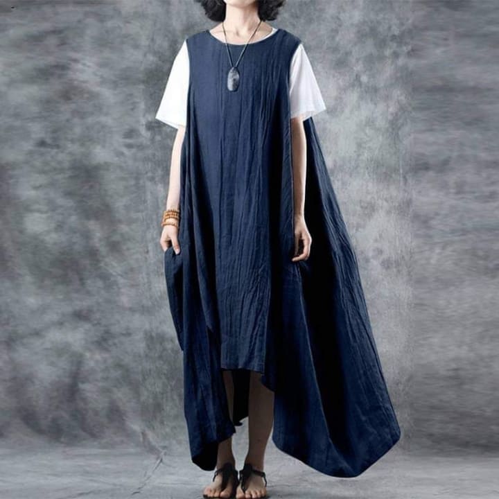 Asymmetrical Sleeveless Midi Dress