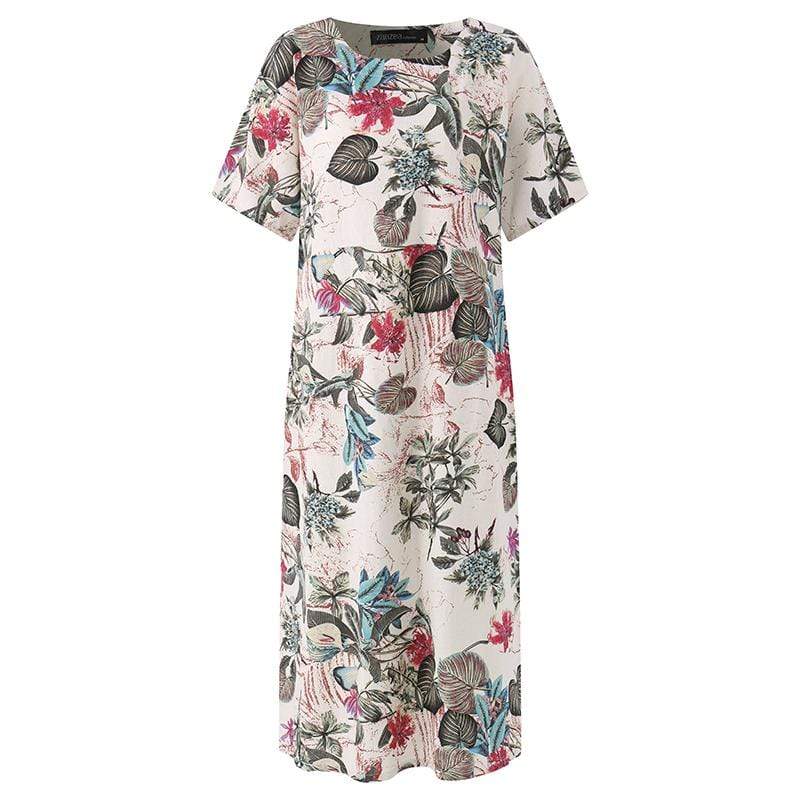 Casual Floral Plus Size Midi Dress