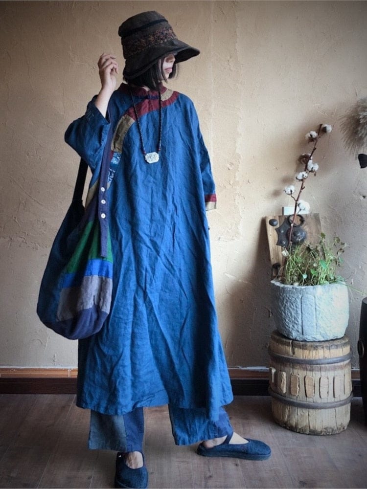 Calça Hippie de linho com patchwork floral – Buddhatrends