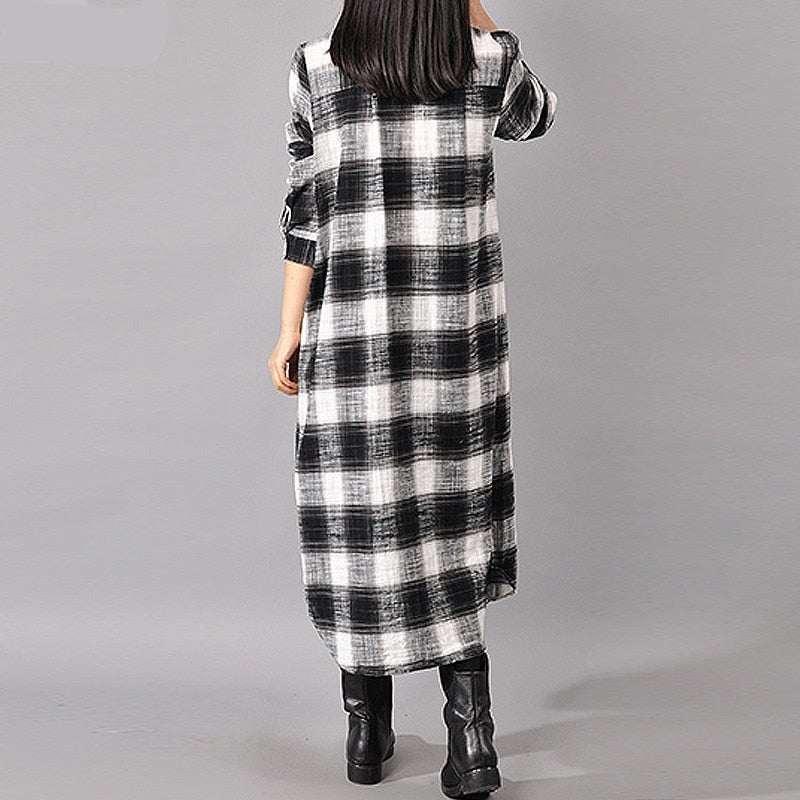 cambioprcaribe Dress Grunge Style Plaid Shirt Dress