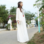 Hippie at Heart Cotton Linen White Maxi Dress  | Zen