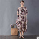 cambioprcaribe Dress Khaki Art Inspired Cotton and Linen Maxi Dress