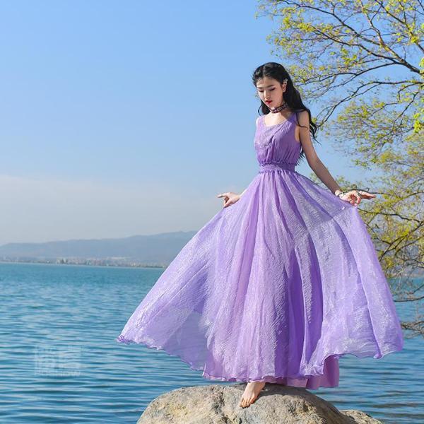 Purple Chiffon Bohemian Prom Dress | Mandala – Buddhatrends