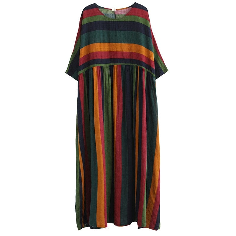 cambioprcaribe Dress Multi / One Size Retro Rainbow Striped Loose Dress