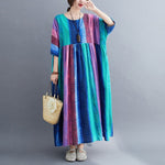 cambioprcaribe Dress One Size Oversized Bohemian Striped Dress