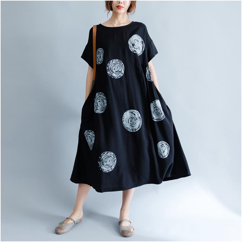 Polka Swirls Loose Midi Dress